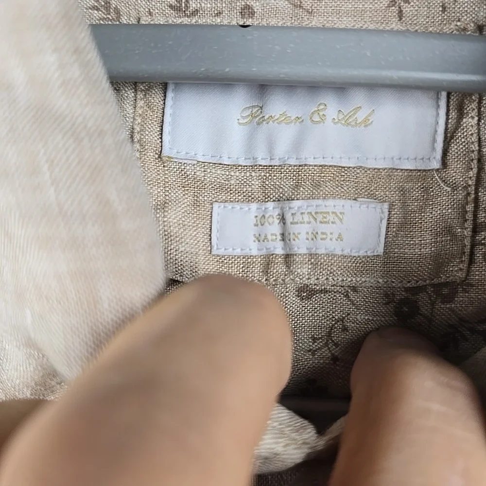 Porter &‎ Ash 100% Linen Shirt Mens XL Biege Lighteight Short Sleeve Button Up - Picture 4 of 9